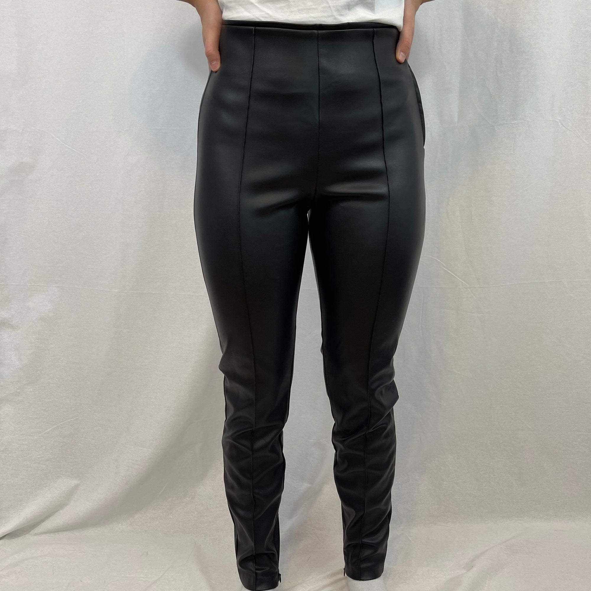 Zara Black Faux Leather Pants size Medium