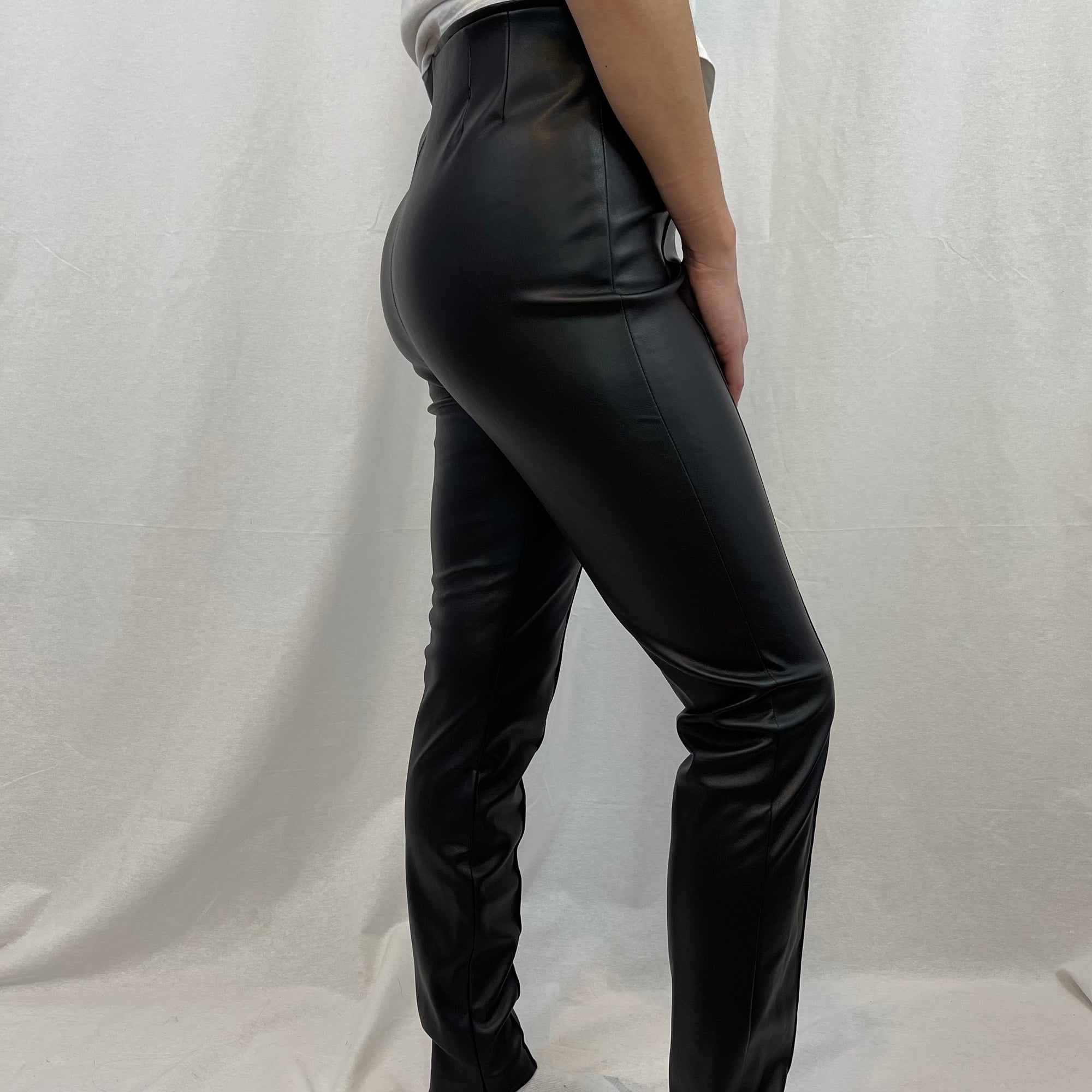 Zara Black Faux Leather Pants size Medium