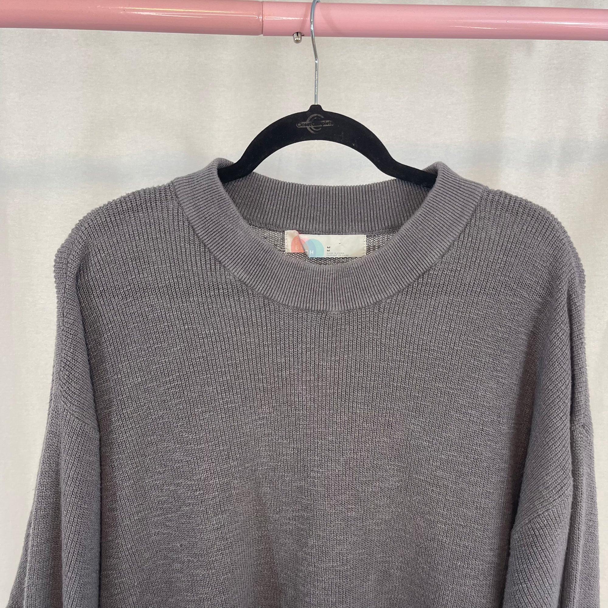 Free People Beach Grey Knit Long Sleeve Sweater size Medium