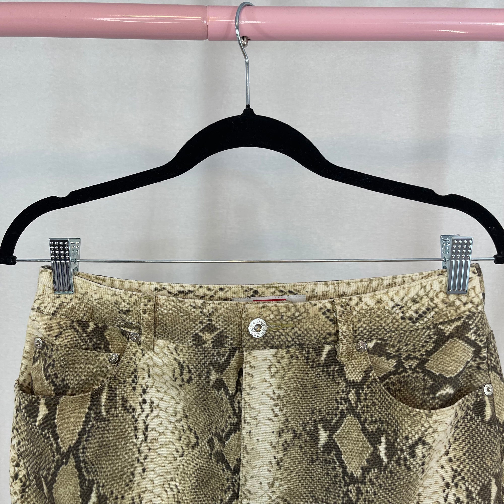 Vintage A.B.S by Allen Schwartz Snake Print Mini Skirt size 8