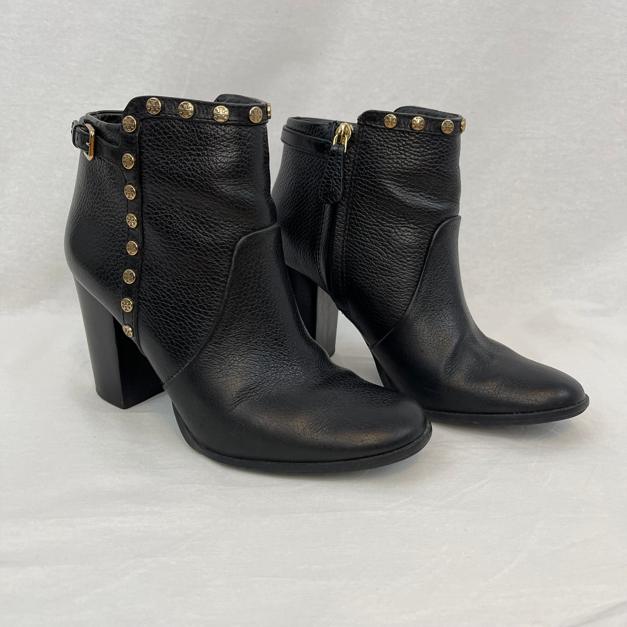 Tory Burch Mae Black Leather Ankle Boots size 8.5