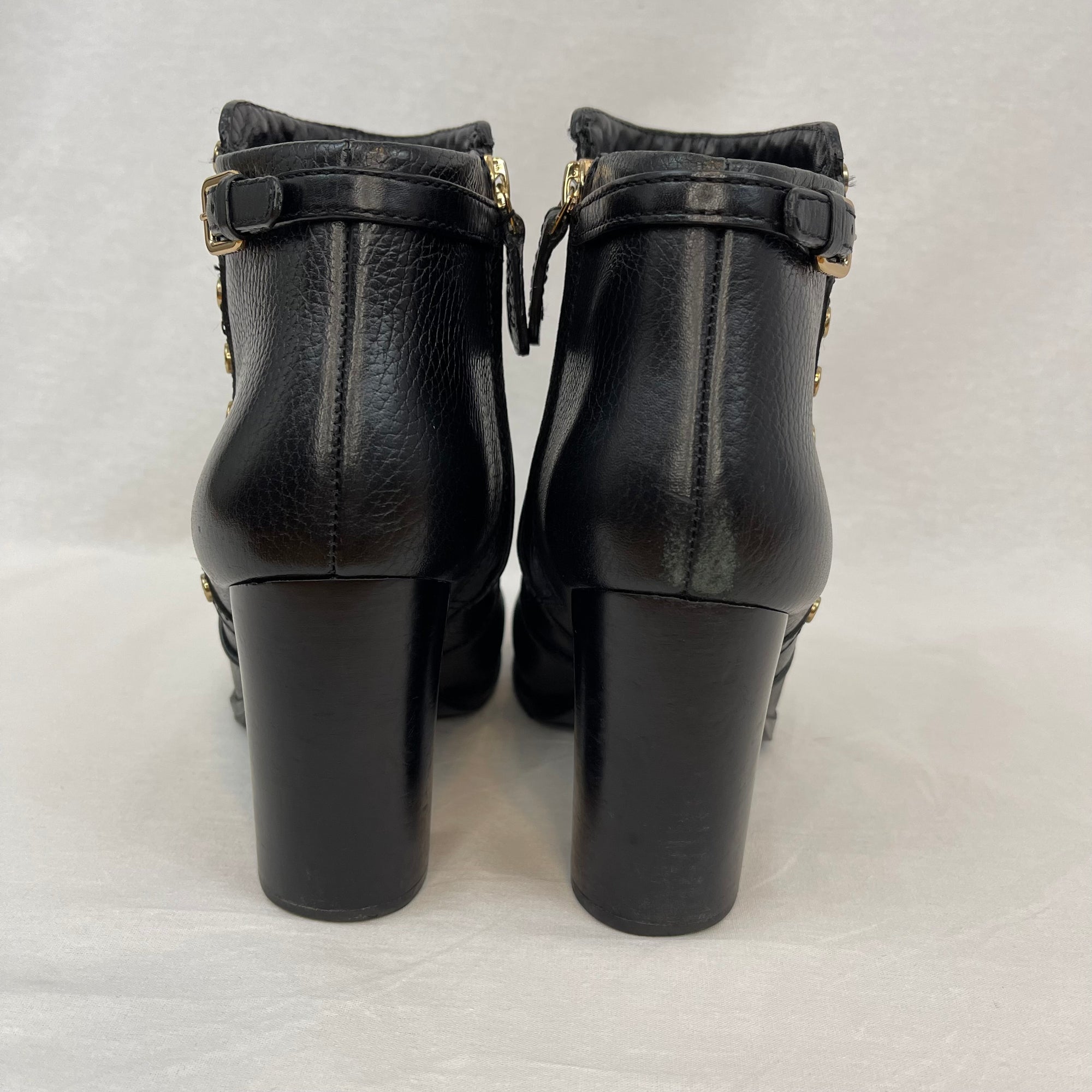 Tory Burch Mae Black Leather Ankle Boots size 8.5