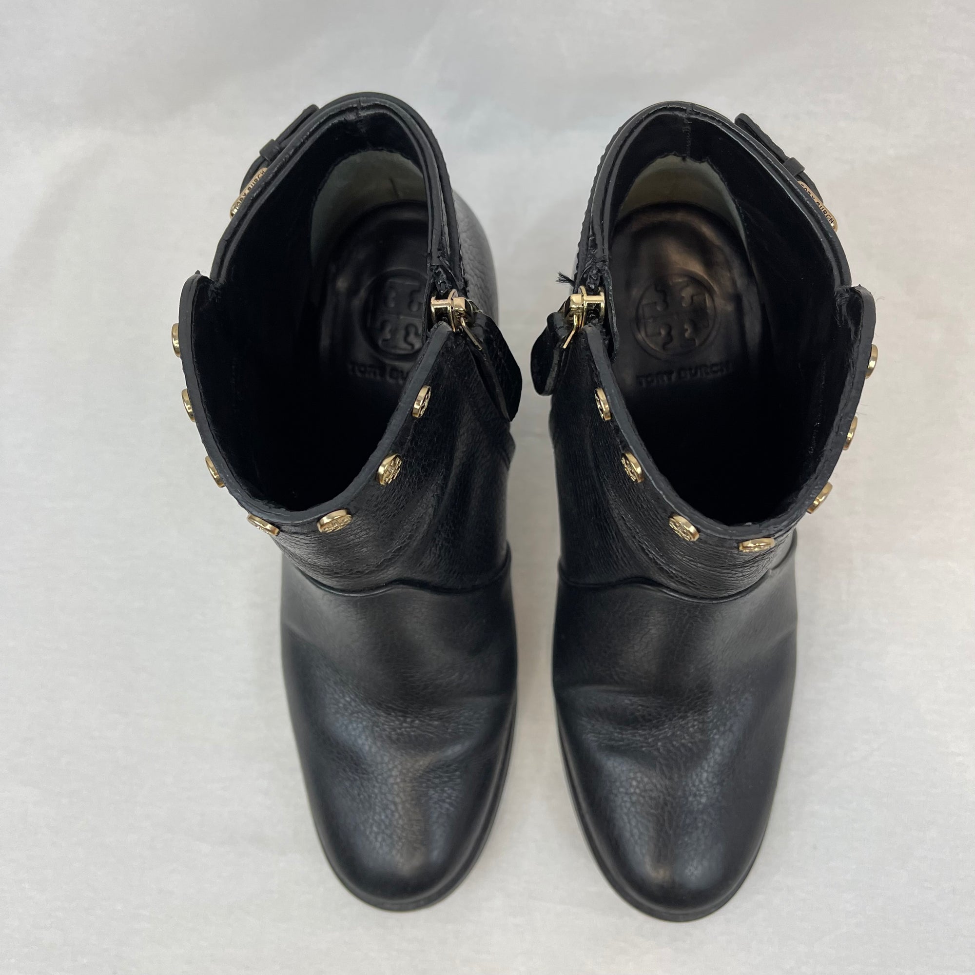 Tory Burch Mae Black Leather Ankle Boots size 8.5