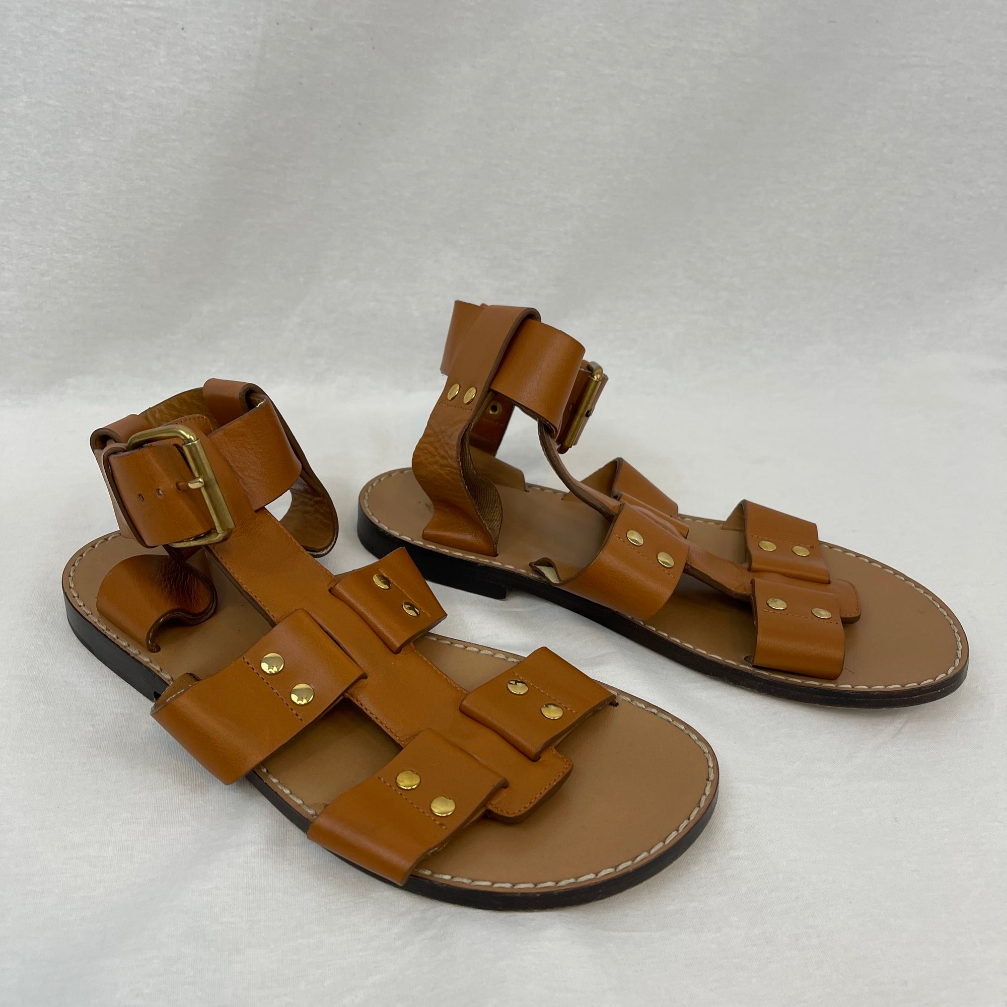 Chloe Brown Leather Gladiator Sandals size 36.5