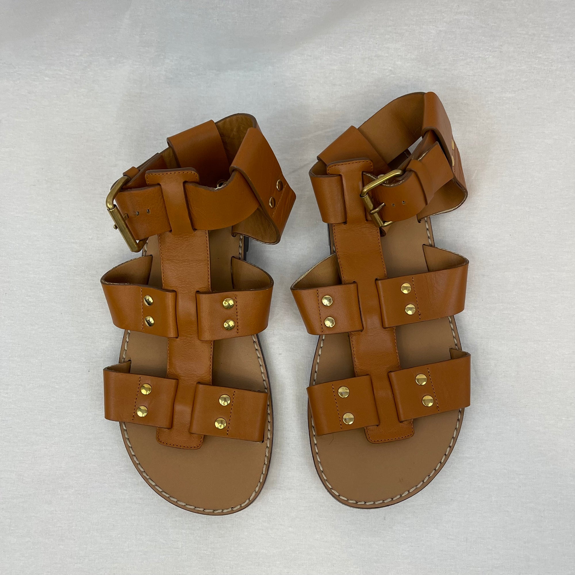 Chloe Brown Leather Gladiator Sandals size 36.5