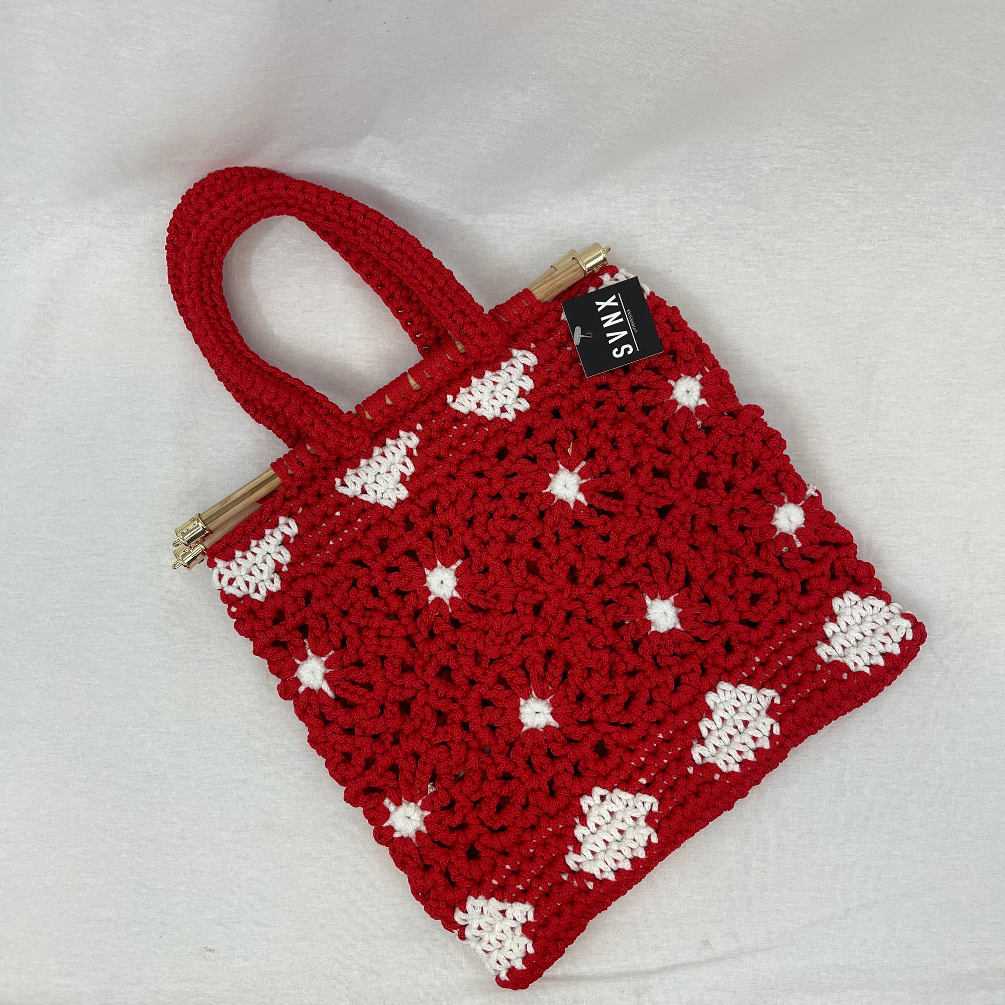NWT SVNX Red Heart Crochet Handbag
