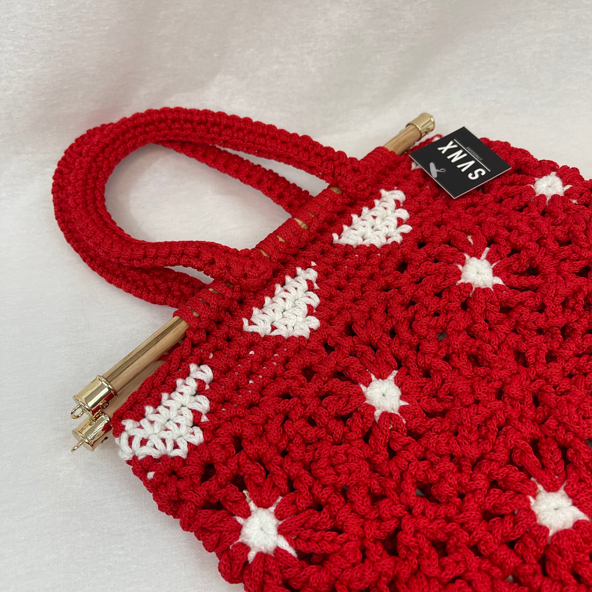 NWT SVNX Red Heart Crochet Handbag