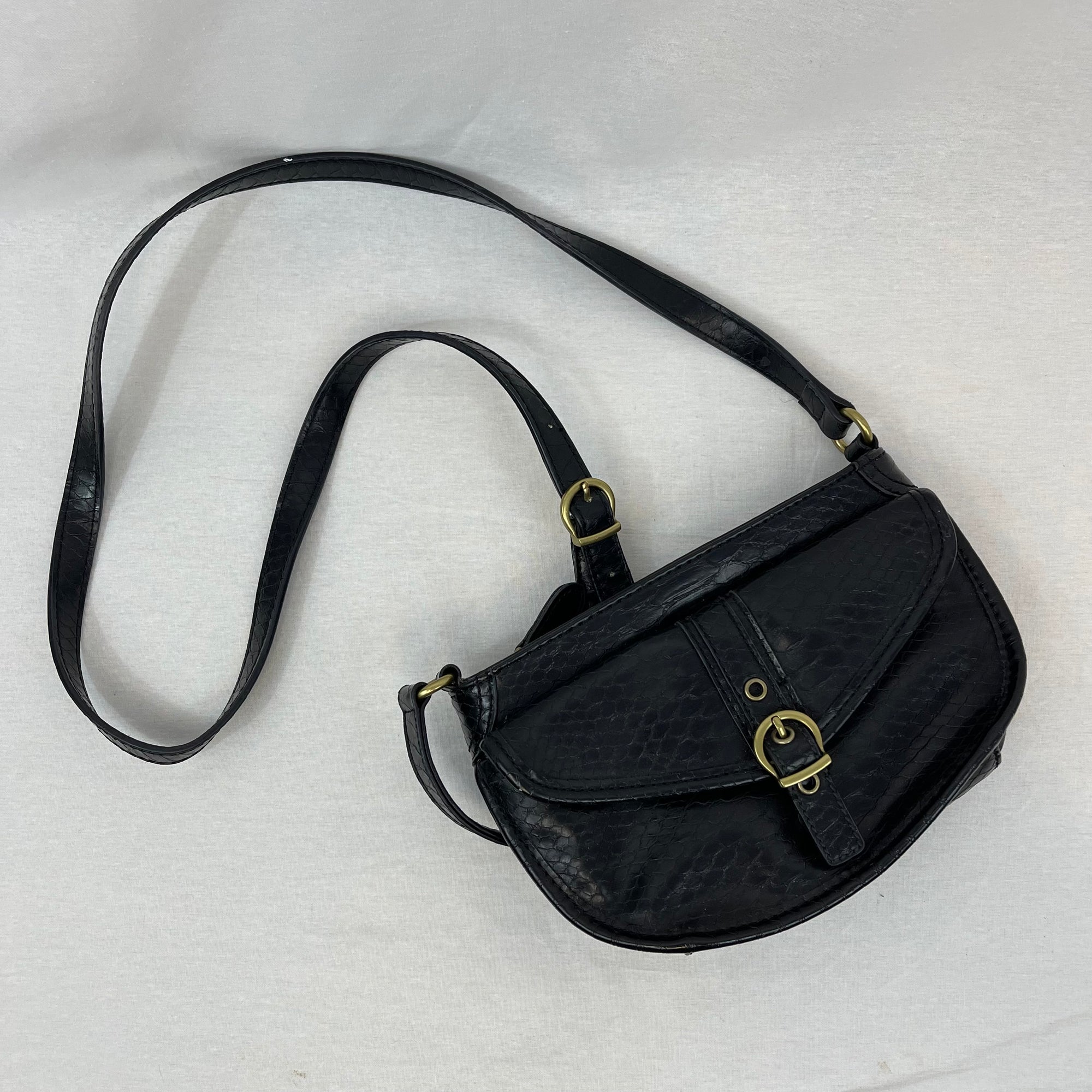 Vintage Black Faux Leather Nine West Y2K Crossbody Bag