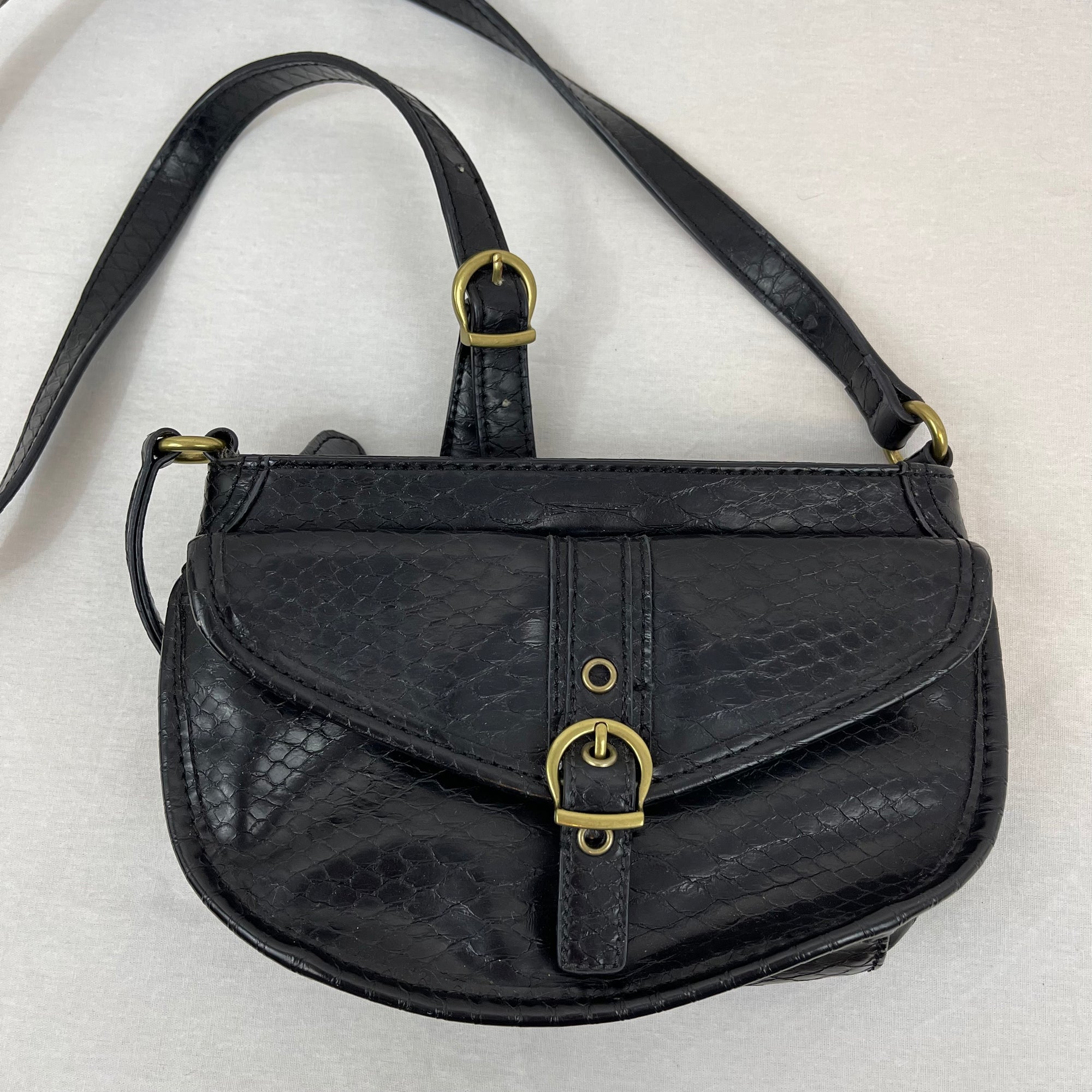 Vintage Black Faux Leather Nine West Y2K Crossbody Bag