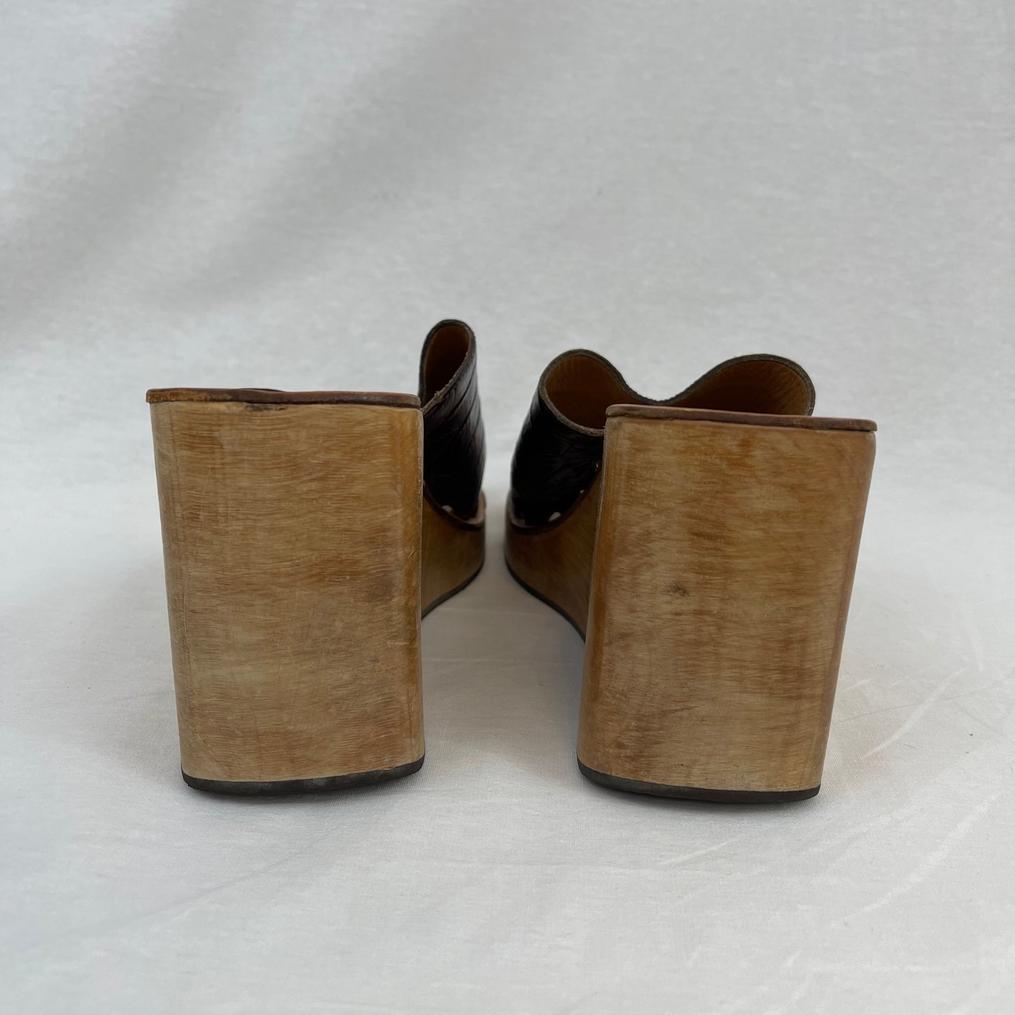 Vintage Ralph Lauren Wooden Platform Sandals size 8