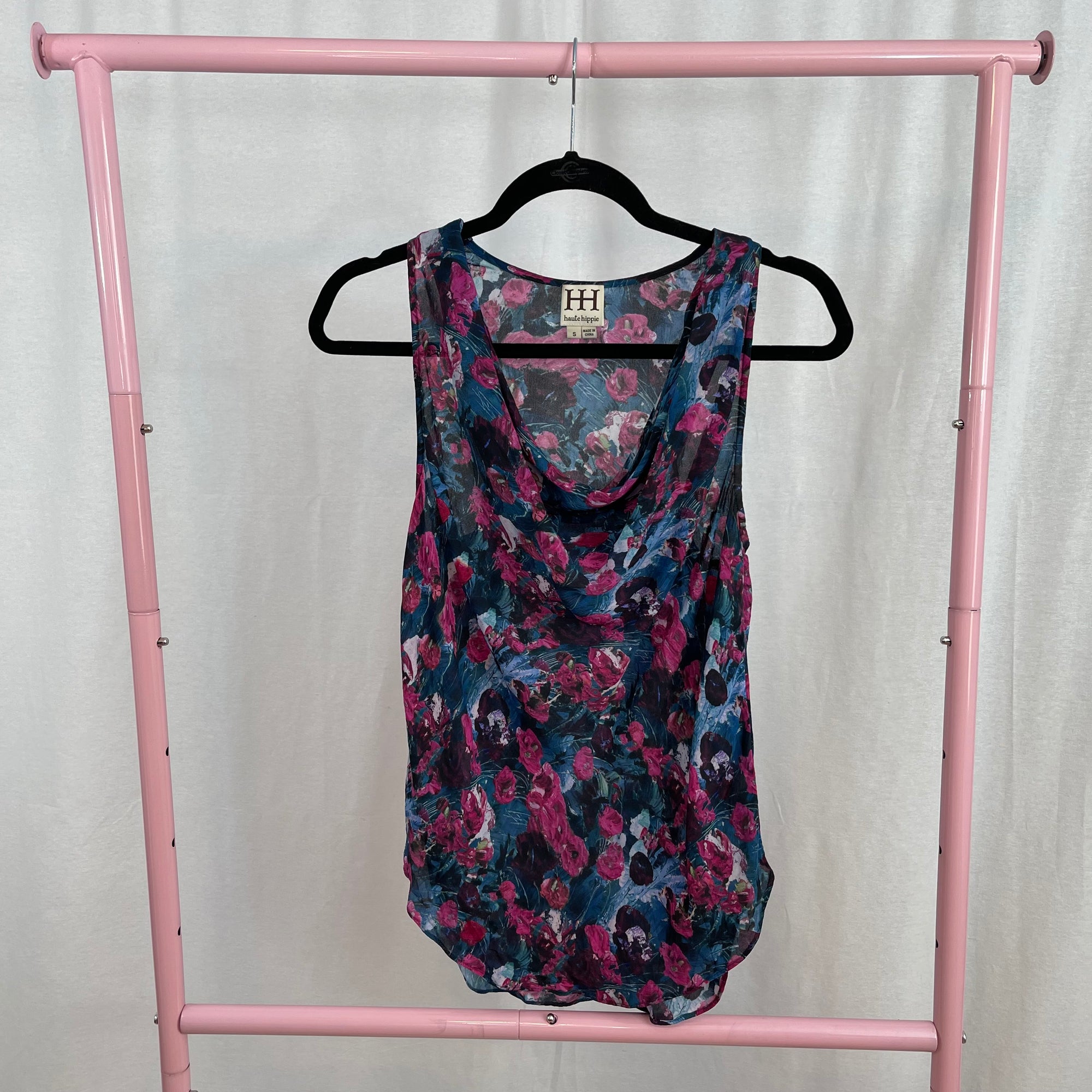 Haute Hippie 100% Silk Floral Scoop Neck Tank Top size Small