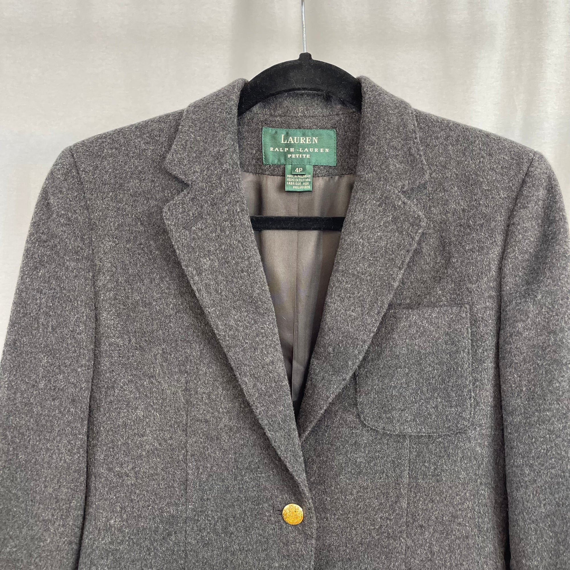 Lauren Ralph Lauren Grey Wool Cashmere Blend Blazer Jacket size 4P