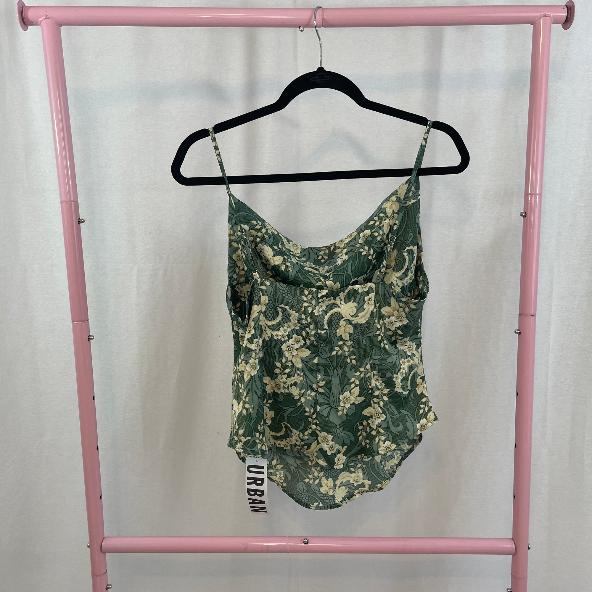 NWT Urban Outfitters Green Floral Scoop Neck Crop Top size Medium