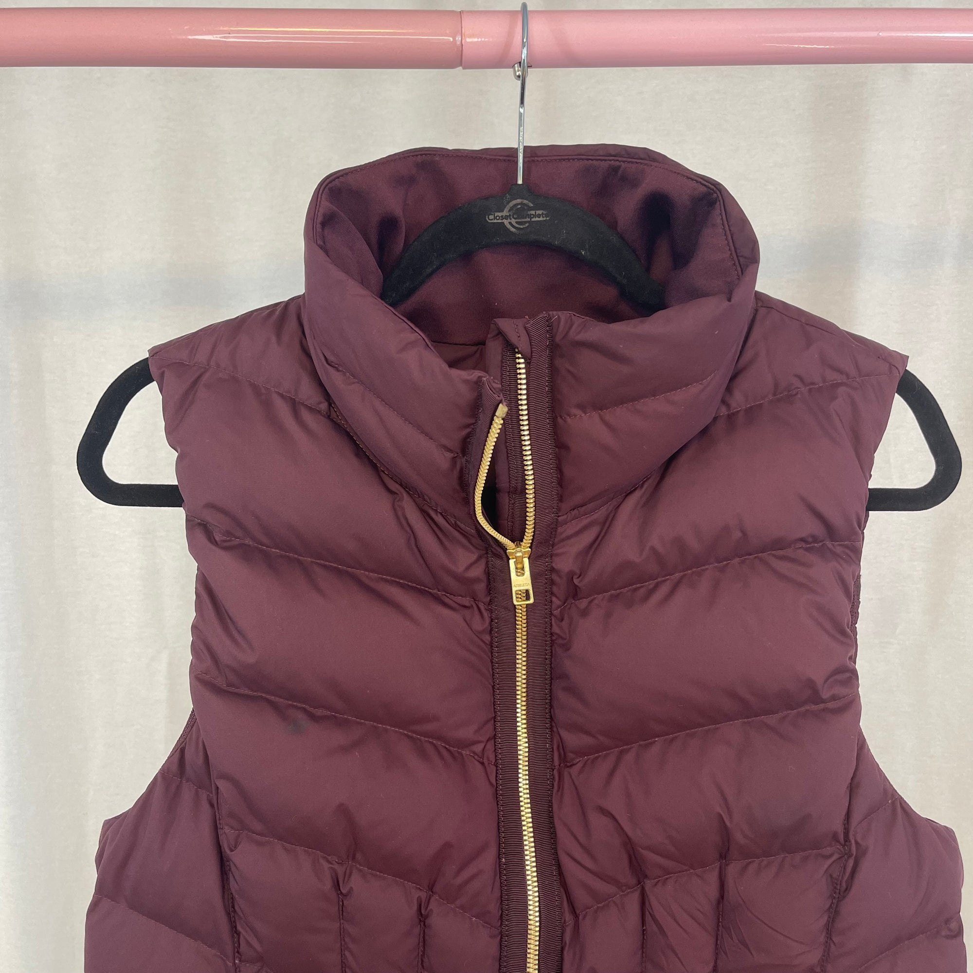 Athleta Maroon Long Down Puffer Vest size Medium