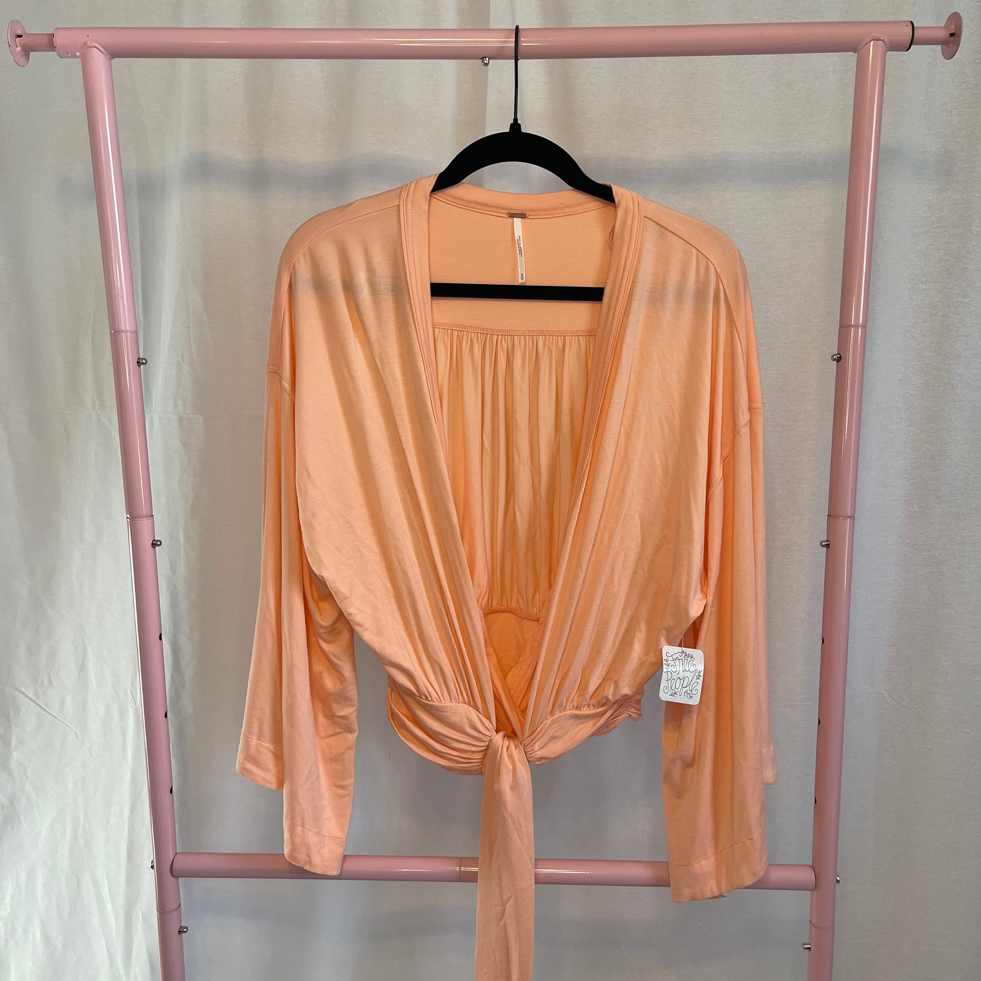 NWT Free People Orange Open Front Knit Top size Medium