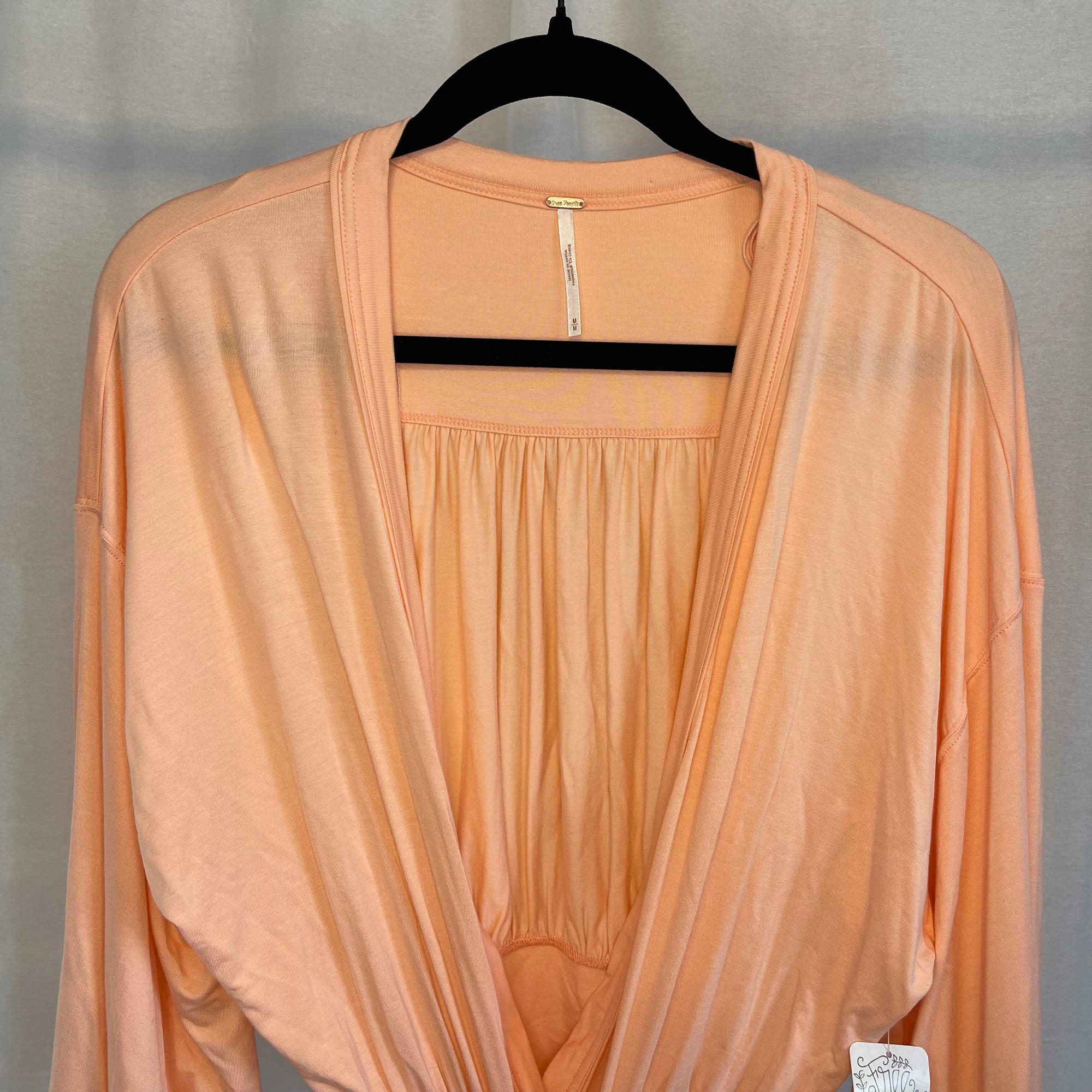 NWT Free People Orange Open Front Knit Top size Medium