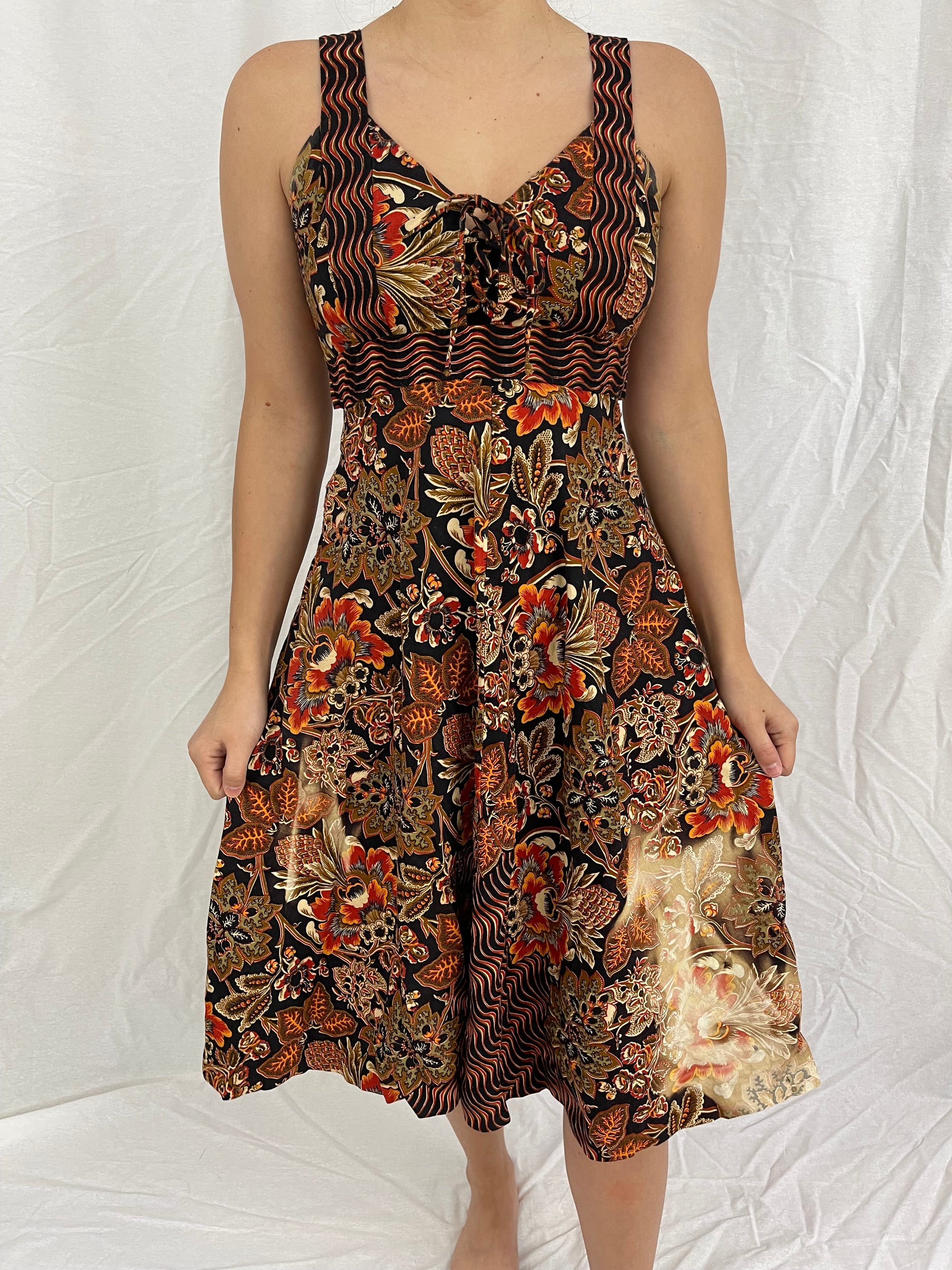 Vintage I.magnin Patterned Midi Dress