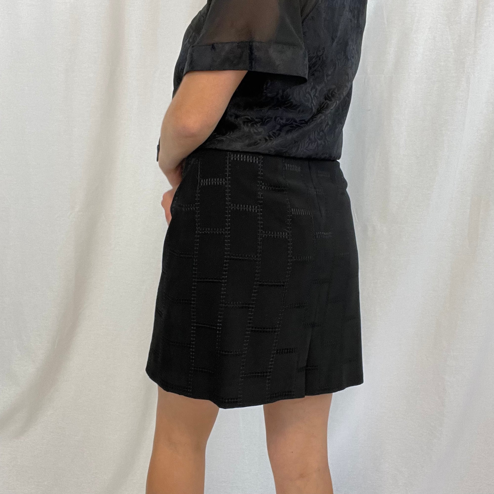 Casual Corner ANNEX Black Window Paned Lined Skirt size 10p