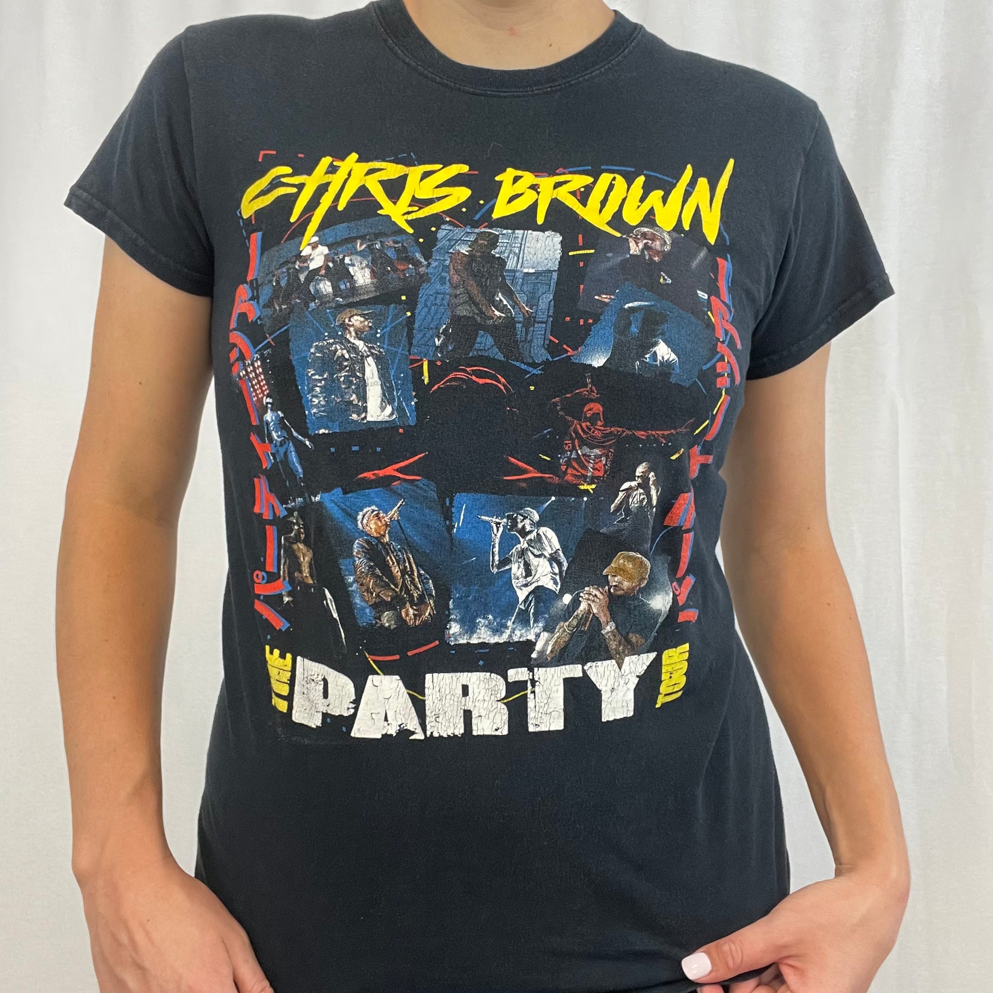 Chris Brown The Party Tour Merch Graphic Short Sleeve size Small