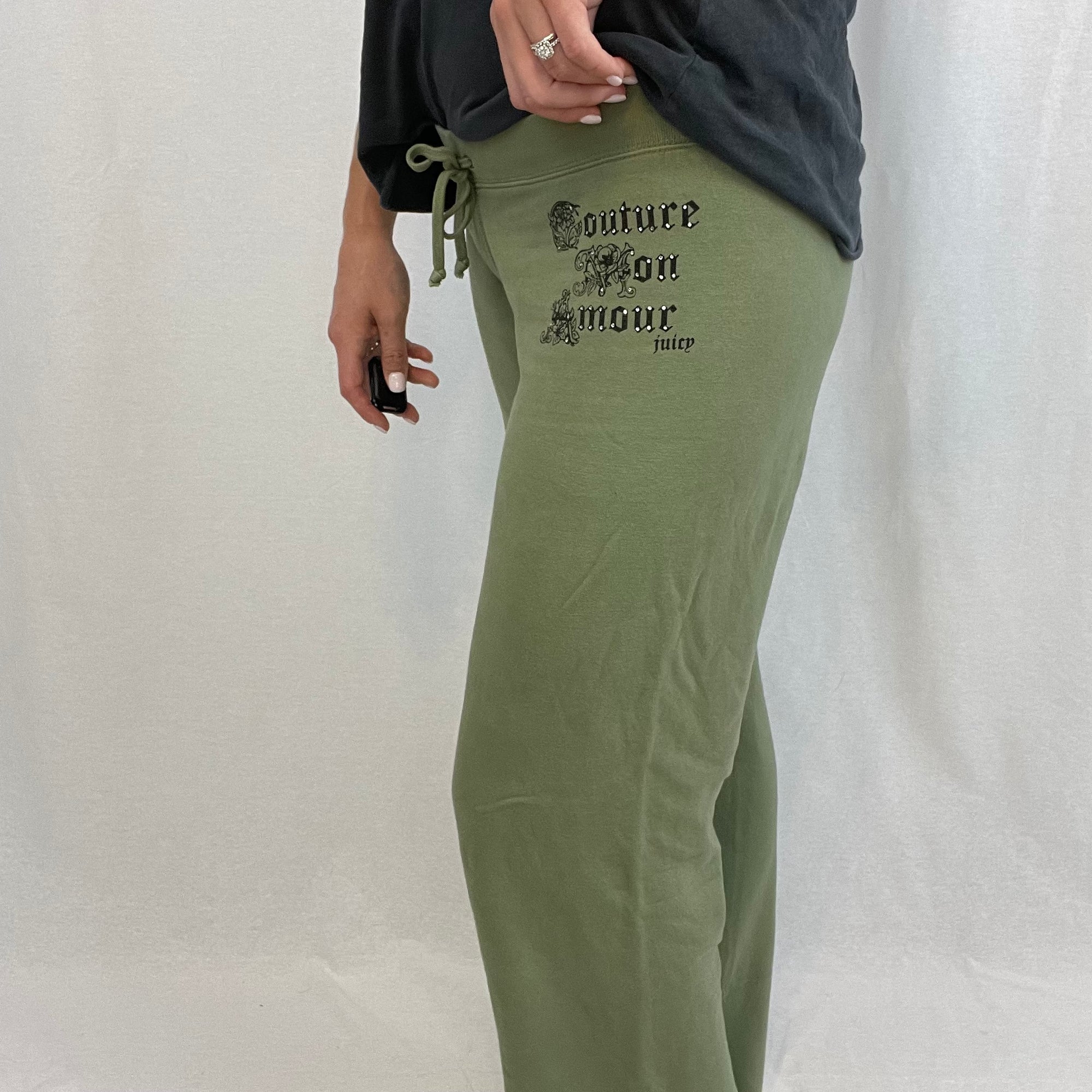 Juicy Couture Army Green Low Rise Sweatpants size Medium