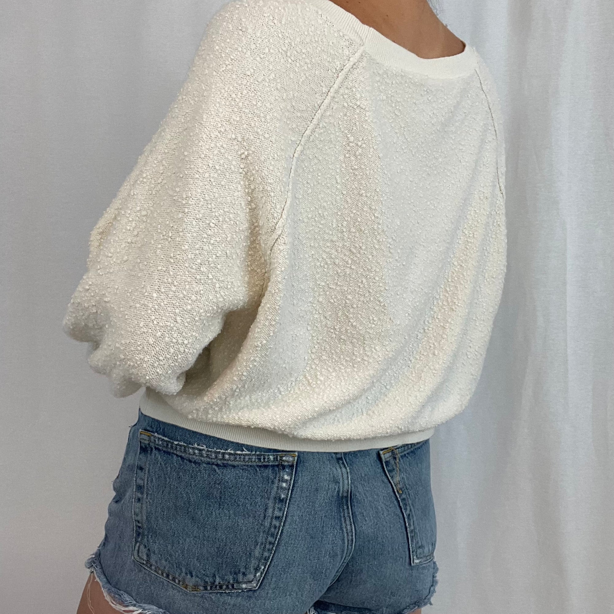 Free People Cropped Cream Knit Sweater size Small