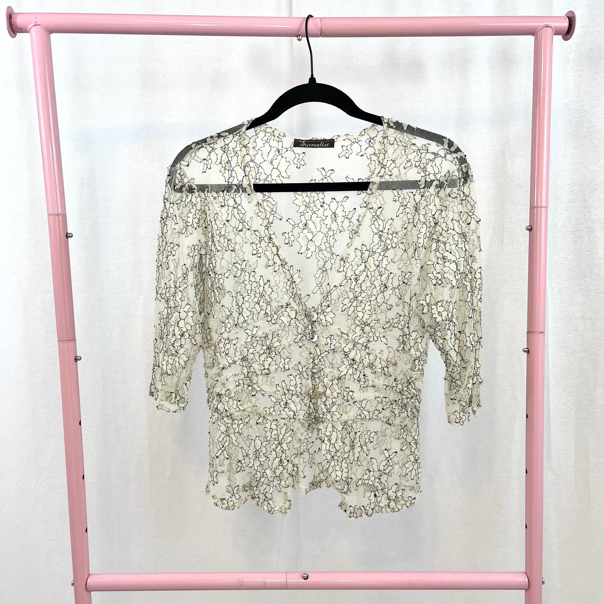 Vintage Surrealist Mesh Lace Blouse Top