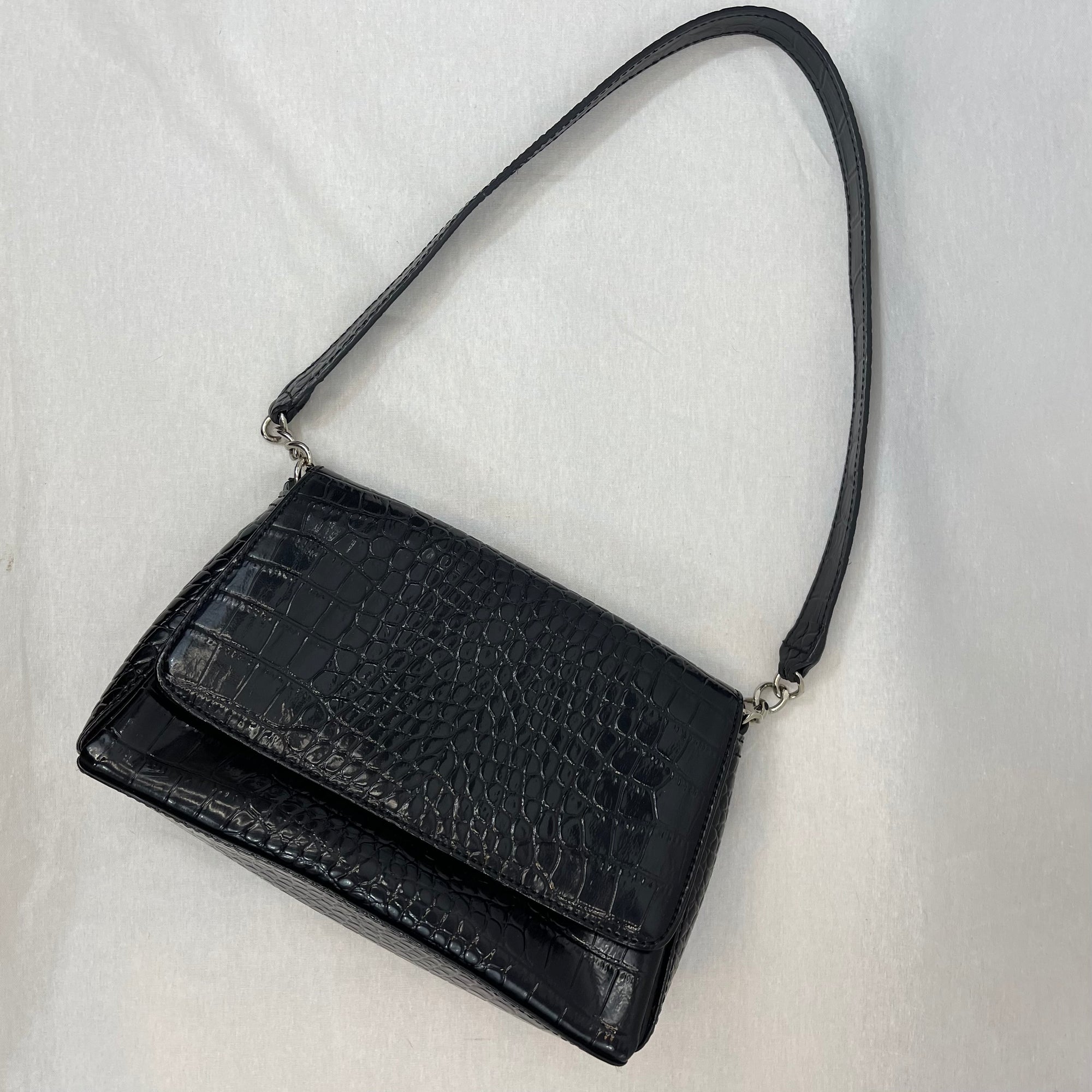 Vintage Liz Claiborne Faux Crocodile Leather Shoulder Bag