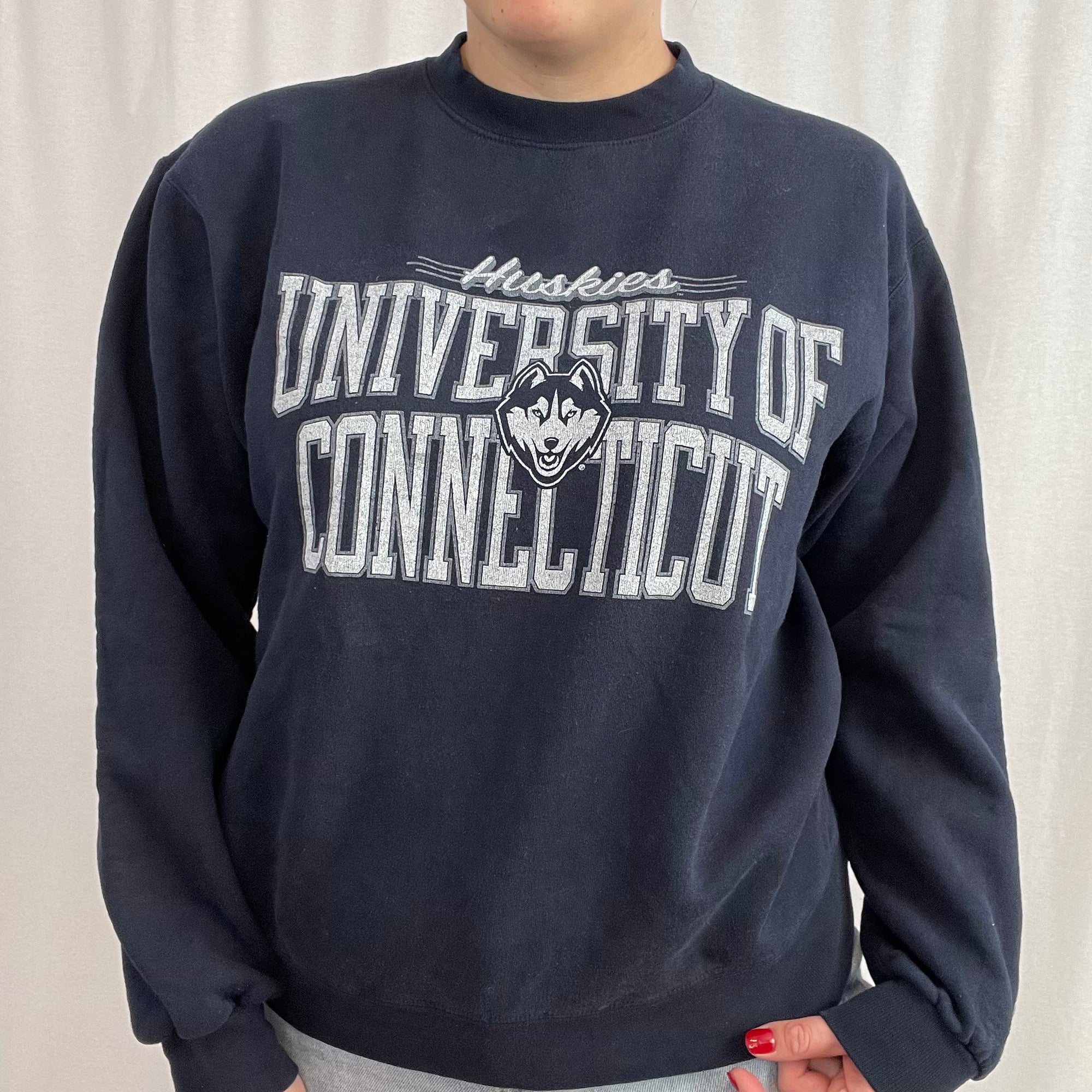 Vintage UConn Huskies Navy Blue Crewneck Sweatshirt