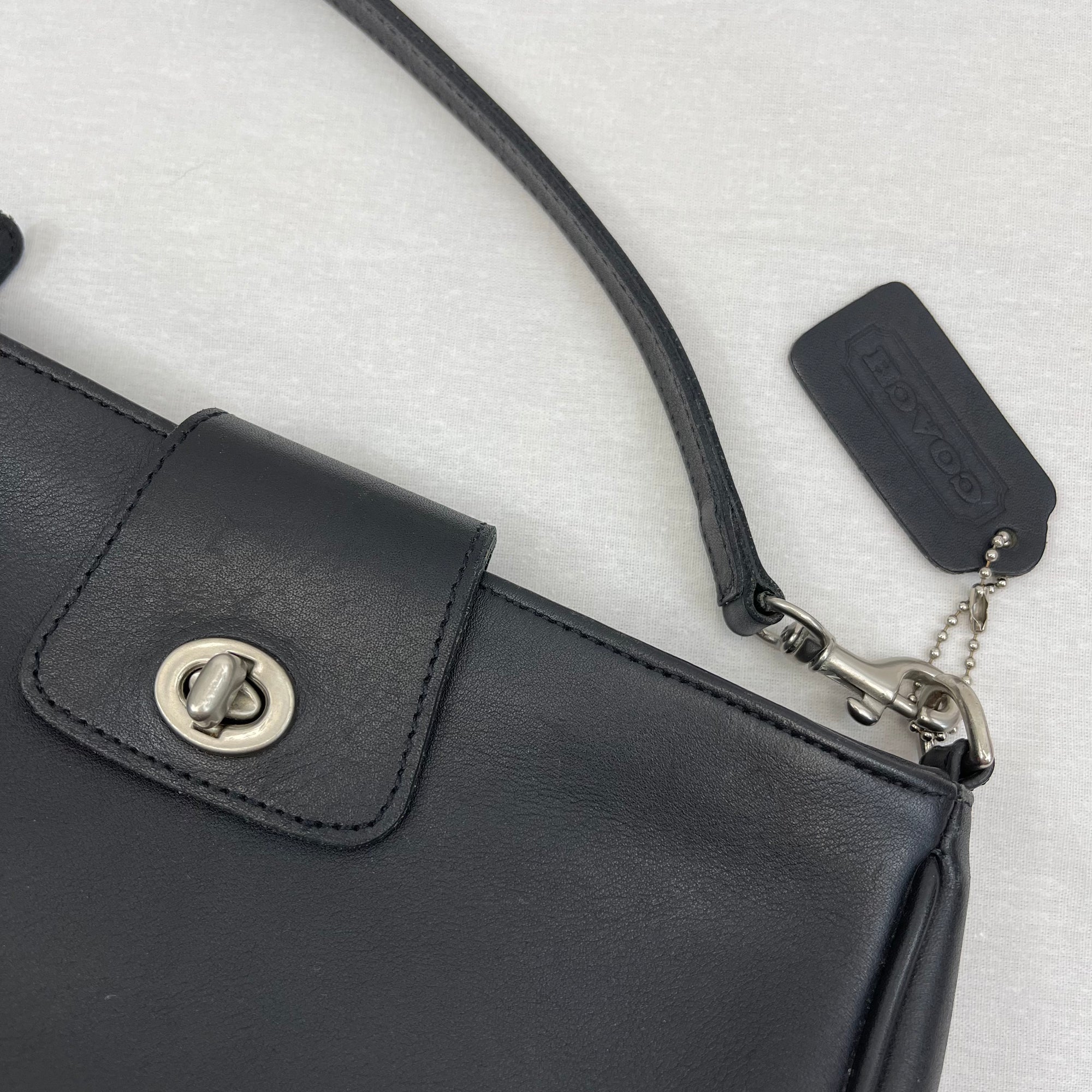 Vintage Black Leather Coach Crossbody Bag