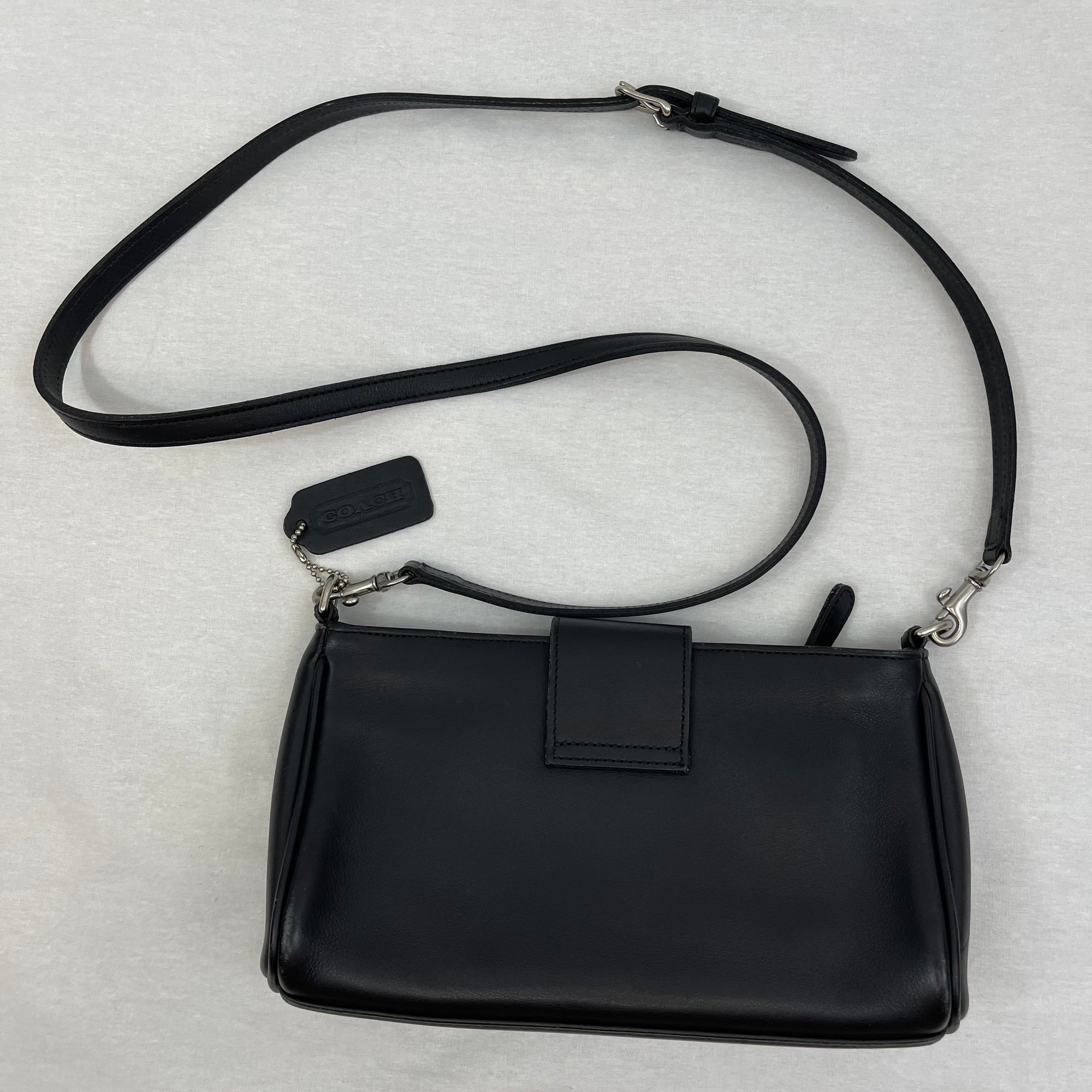 Vintage Black Leather Coach Crossbody Bag