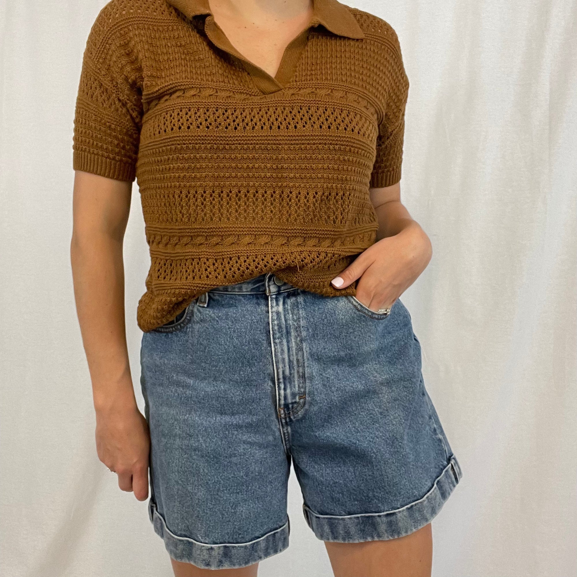 Vintage Calvin Klein High Waisted Denim Mom Short size 12