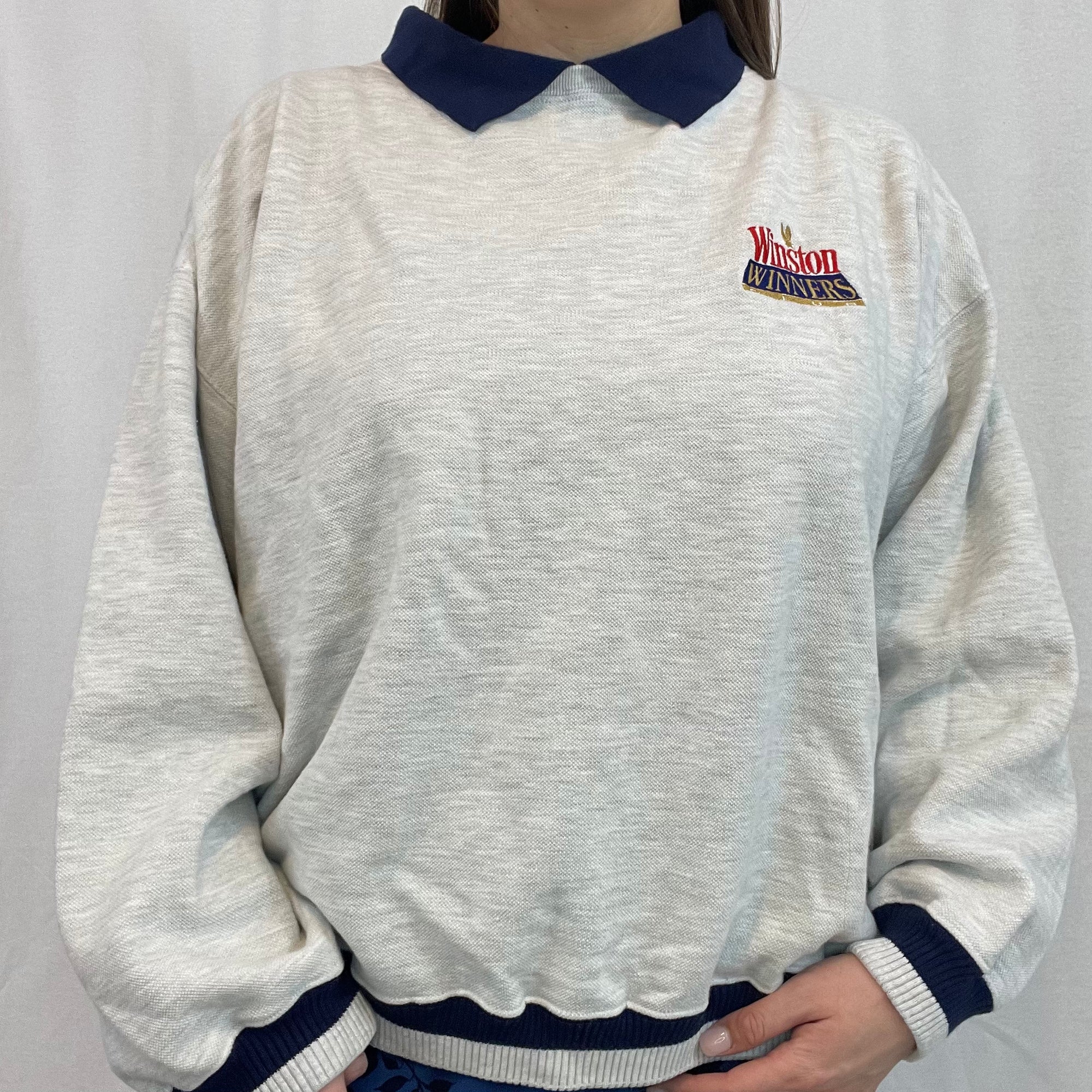 Vintage Winston Winners Race Club Collared Sweatshirt size XL