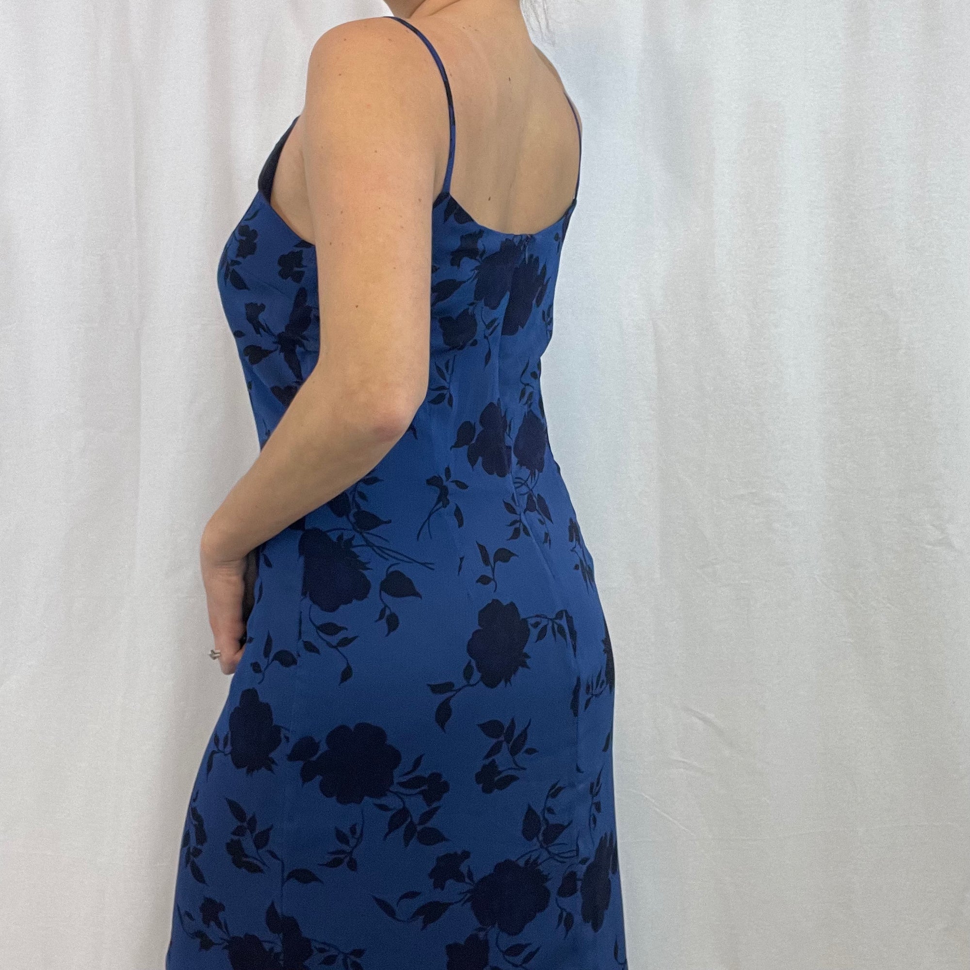 Vintage 90's Mixit Blue Floral Maxi Dress size 16T